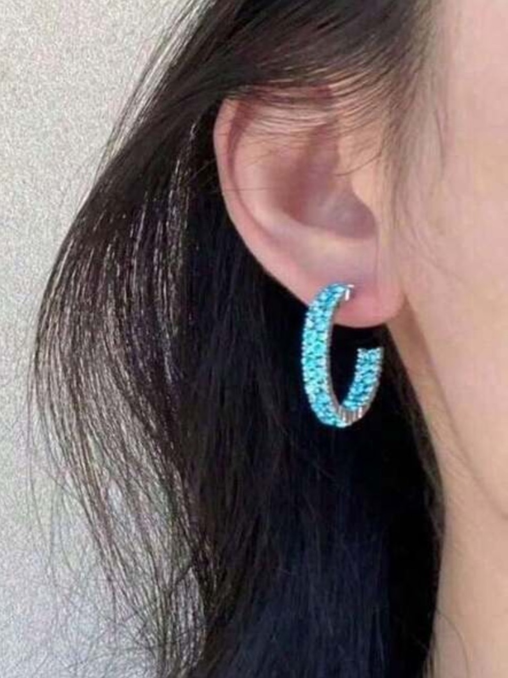 Macy's Turquoise Crystal Hoop Earrings - Women's Jewelry